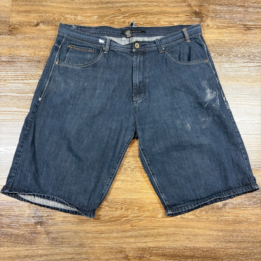 Sean John Shorts Men's 44 Blue Denim Embroidered Baggy Grunge‎ Streetwear Skater
